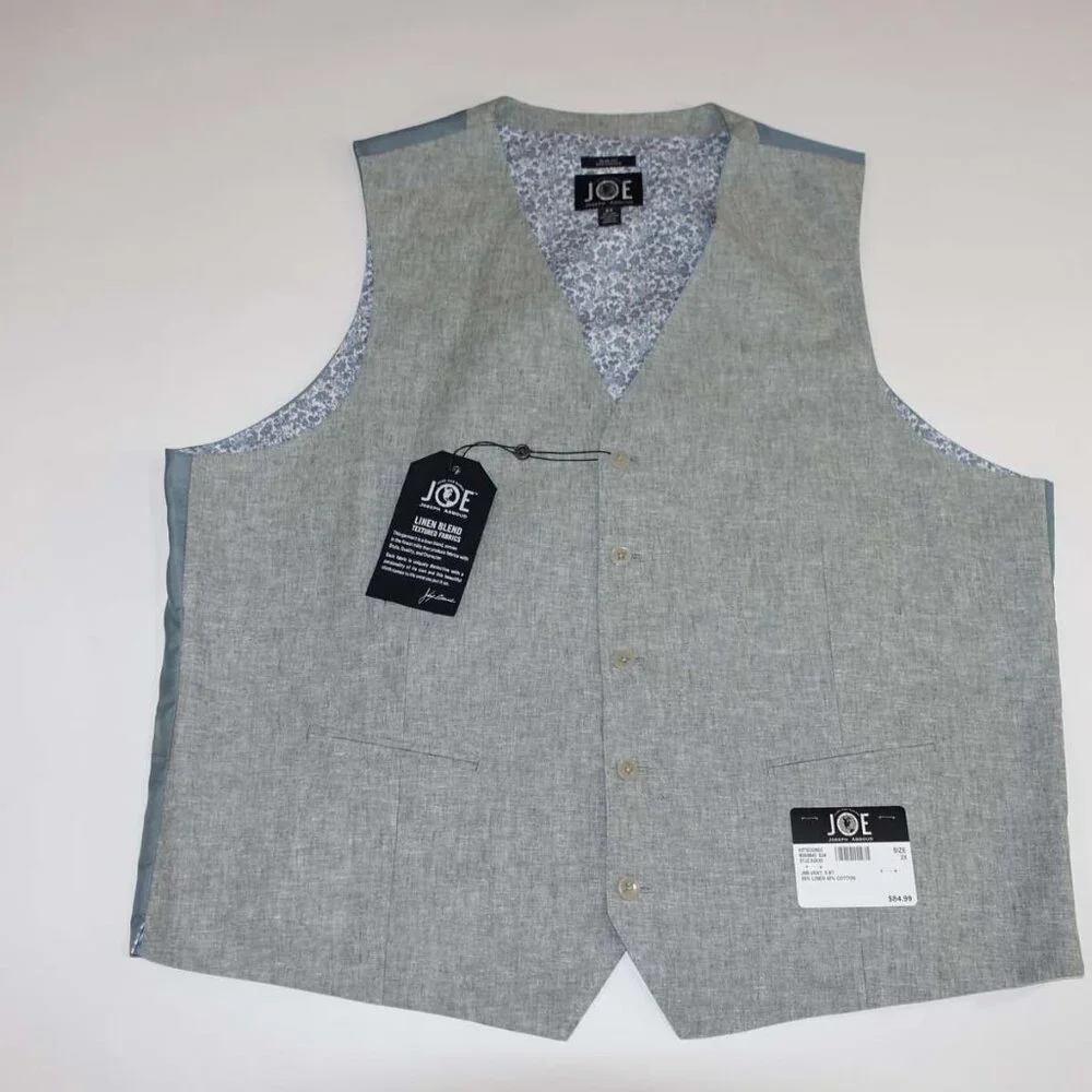 Joseph Abboud Men's Suit Vest Size 2X NWT Light Gray Linen Cotton Button Front